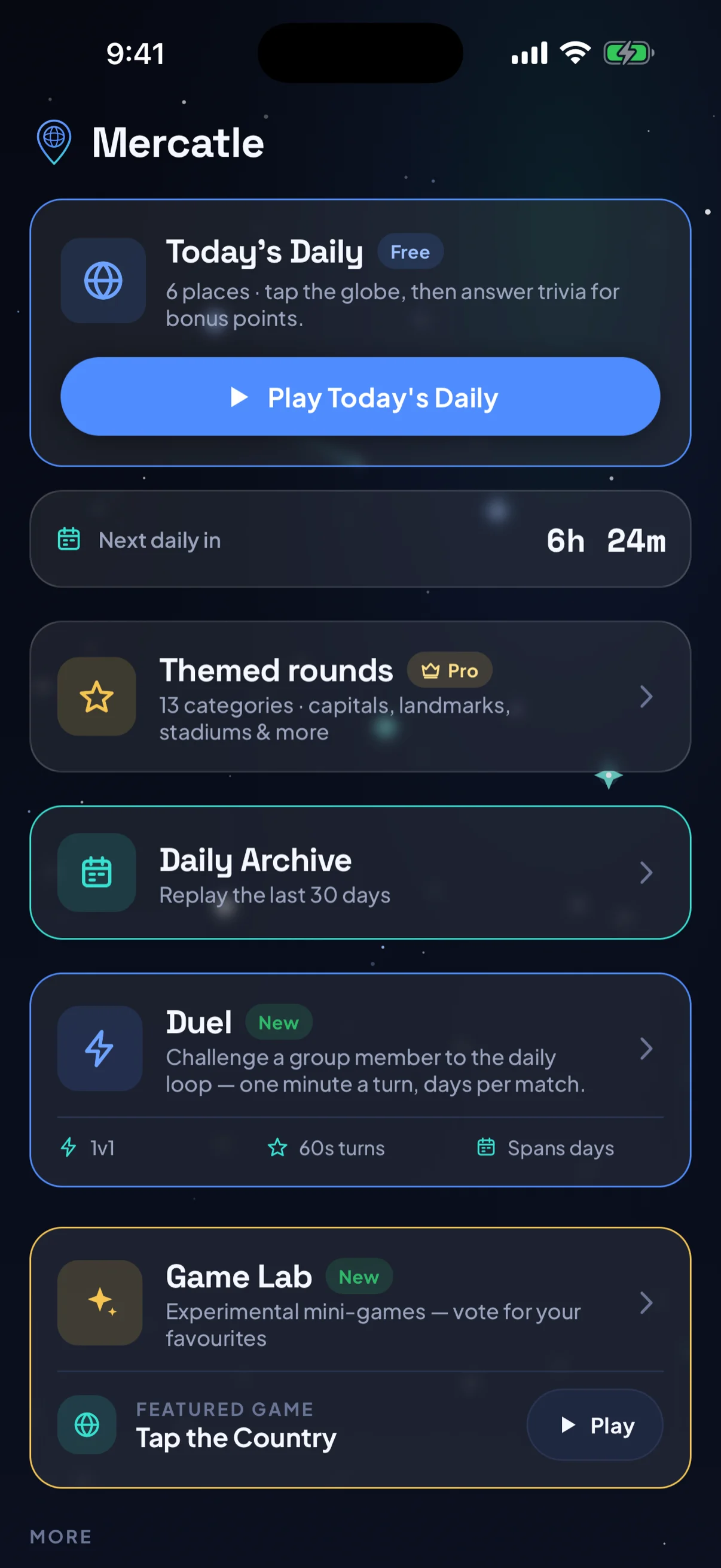 Mercatle home screen